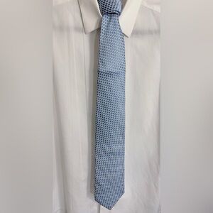 Giorgio Armani White and Light Blue Dotted Silk Tie